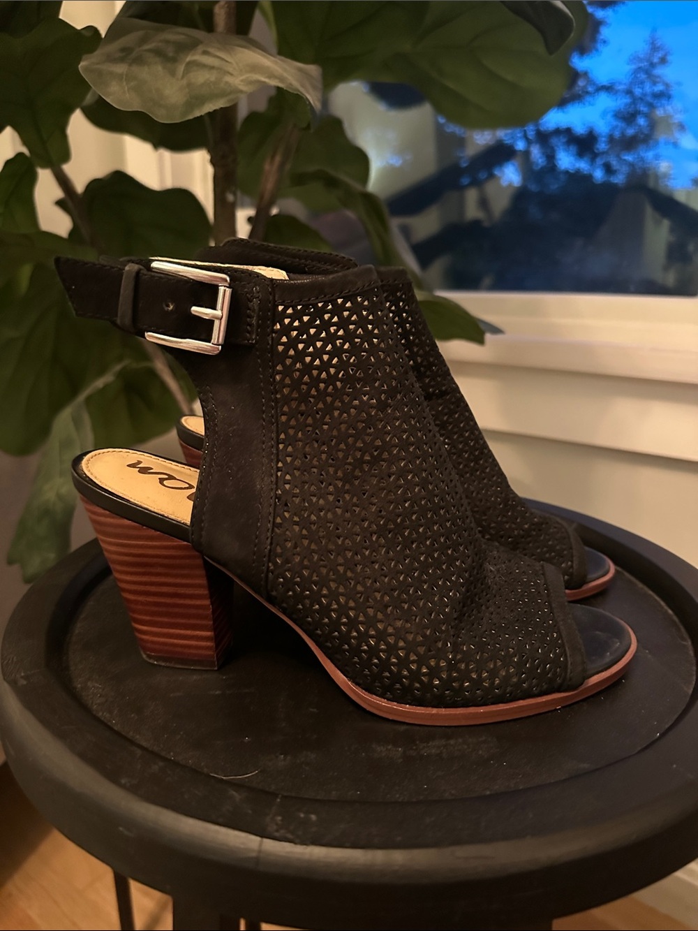 Sam Edelman Henri Black Leather Heeled Sandals- Size 8.5